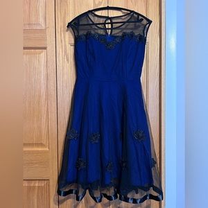 Miss May Vintage Black and Blue Party Dress
